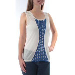 UM GEE Womens Ivory Sleeveless Jewel Neck Hi-Lo Top Size: S